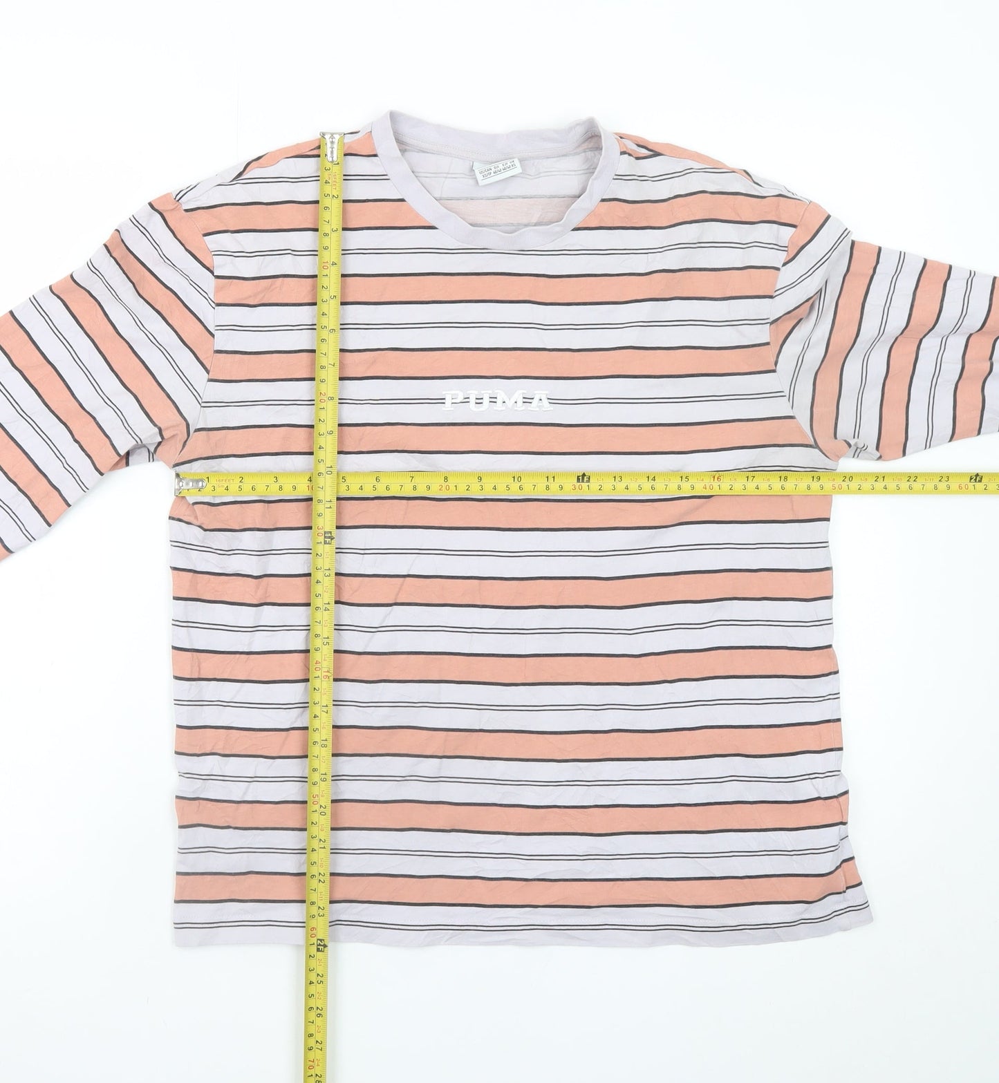 Puma Men's Multicoloured Striped Long Sleeve Cotton T-Shirt XS