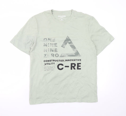 Jack & Jones Core Men's Green Graphic Print Crew Neck T-Shirt M