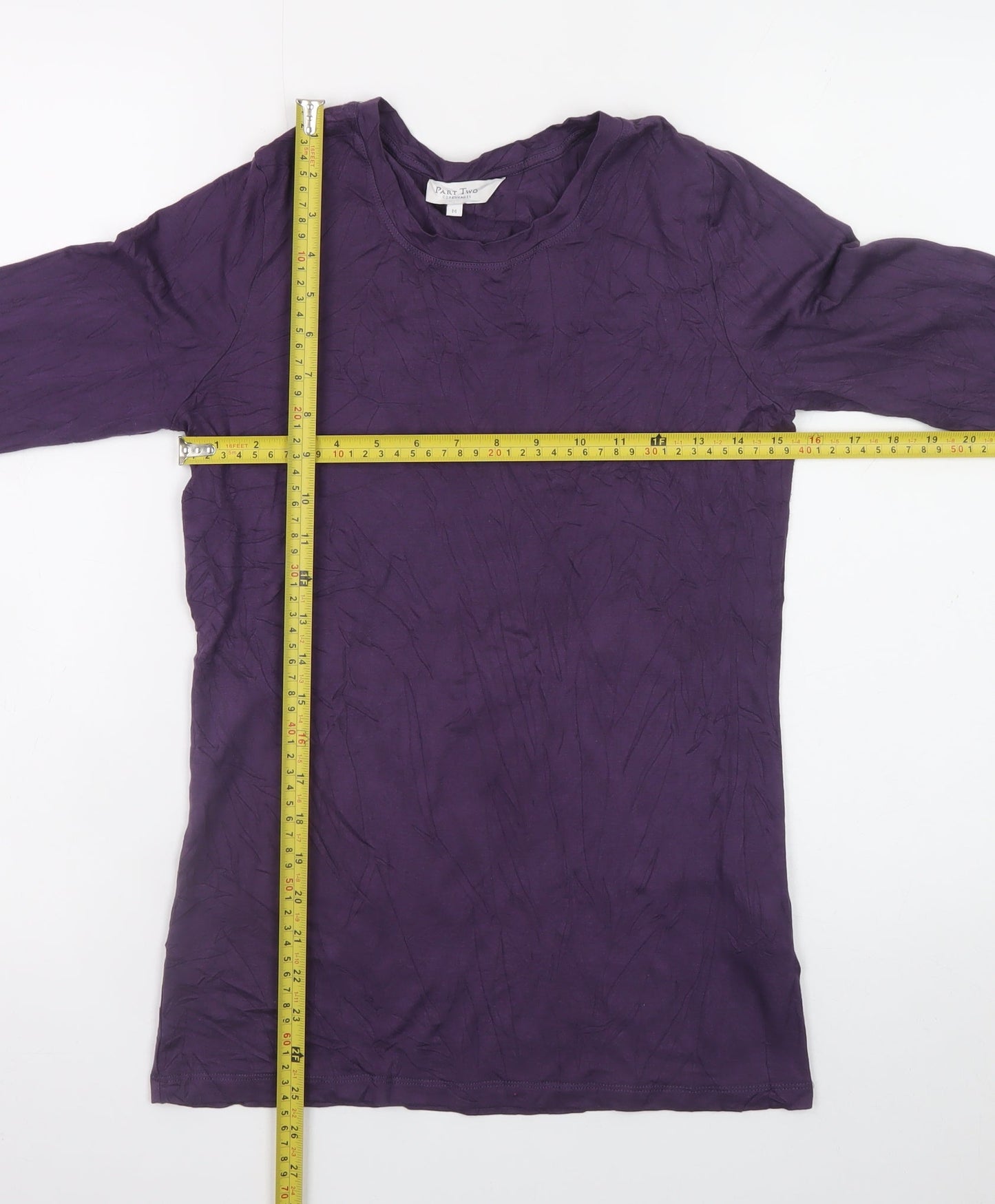 Part Two Women Purple Long Sleeve Basic Jersey Top Size M