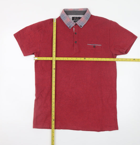 Jeff Banks Men’s Red Cotton Polo Shirt Size L 24:7 Short Sleeve