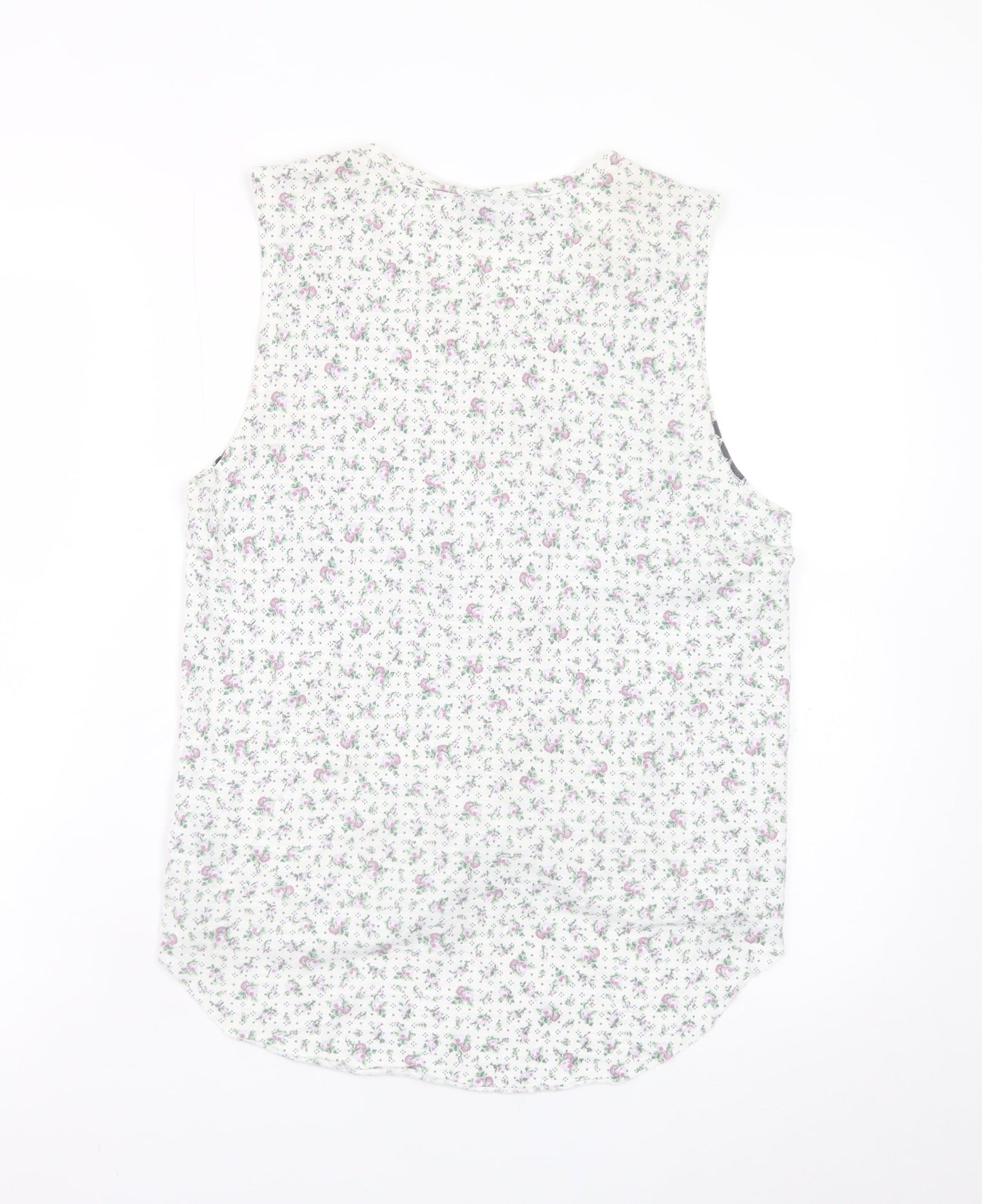 Topshop Women’s White Floral Bird Print Sleeveless Tank Top UK 10