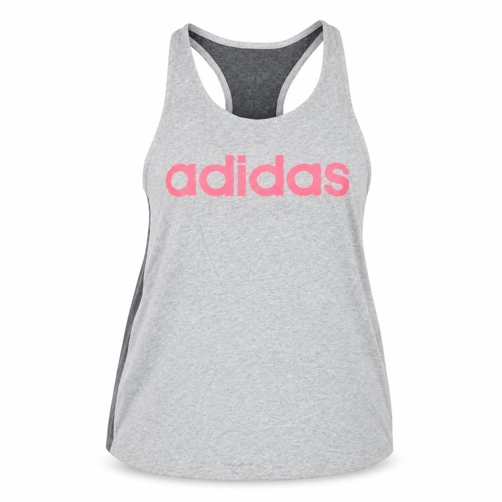 Adidas Womens Grey Racerback Tank Top L Cotton Sportswear