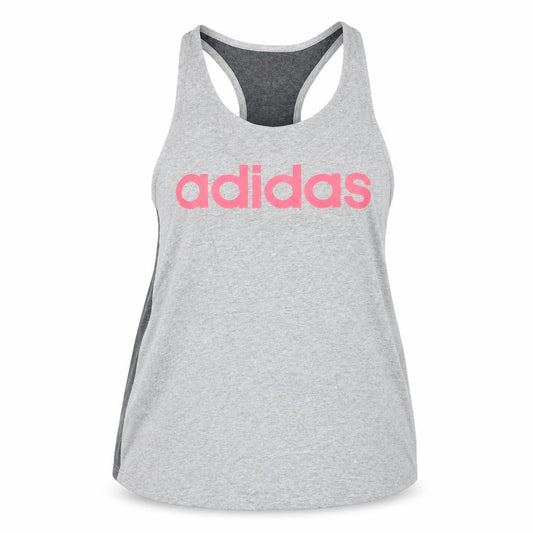 Adidas Womens Grey Racerback Tank Top L Cotton Sportswear