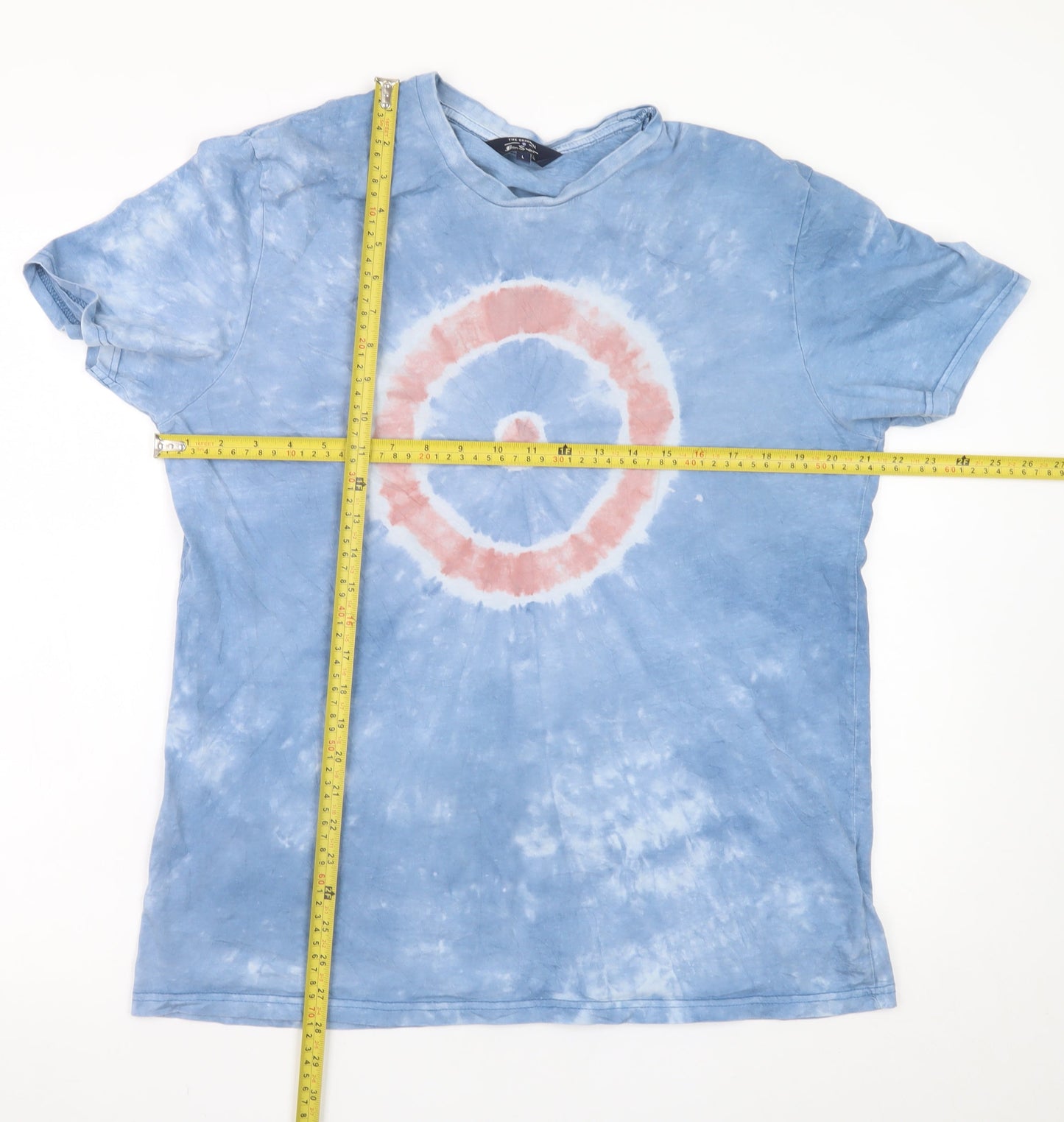 Ben Sherman Men Blue Tie-Dye Cotton Crew Neck T-Shirt L Retro