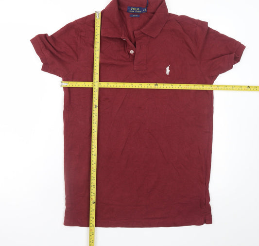 Ralph Lauren Men's Red Slim Fit Polo Shirt Size L Cotton Blend