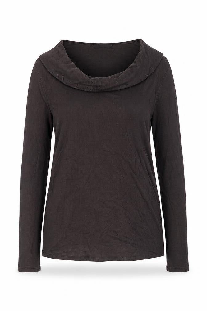 Massimo Dutti Women Brown Long Sleeve Cowl Neck Lyocell T-Shirt Size 12