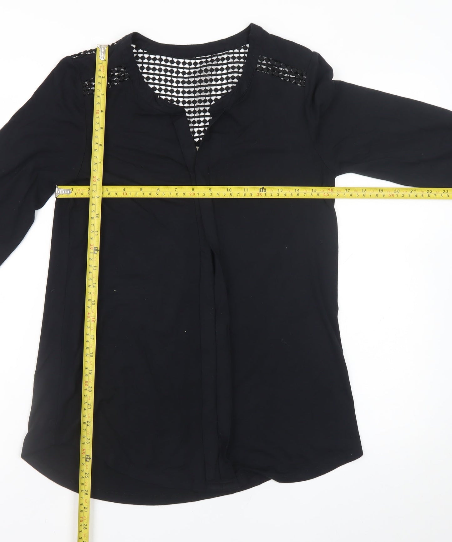 M&Co Women’s Black Lace Detail Tunic Blouse Size 10