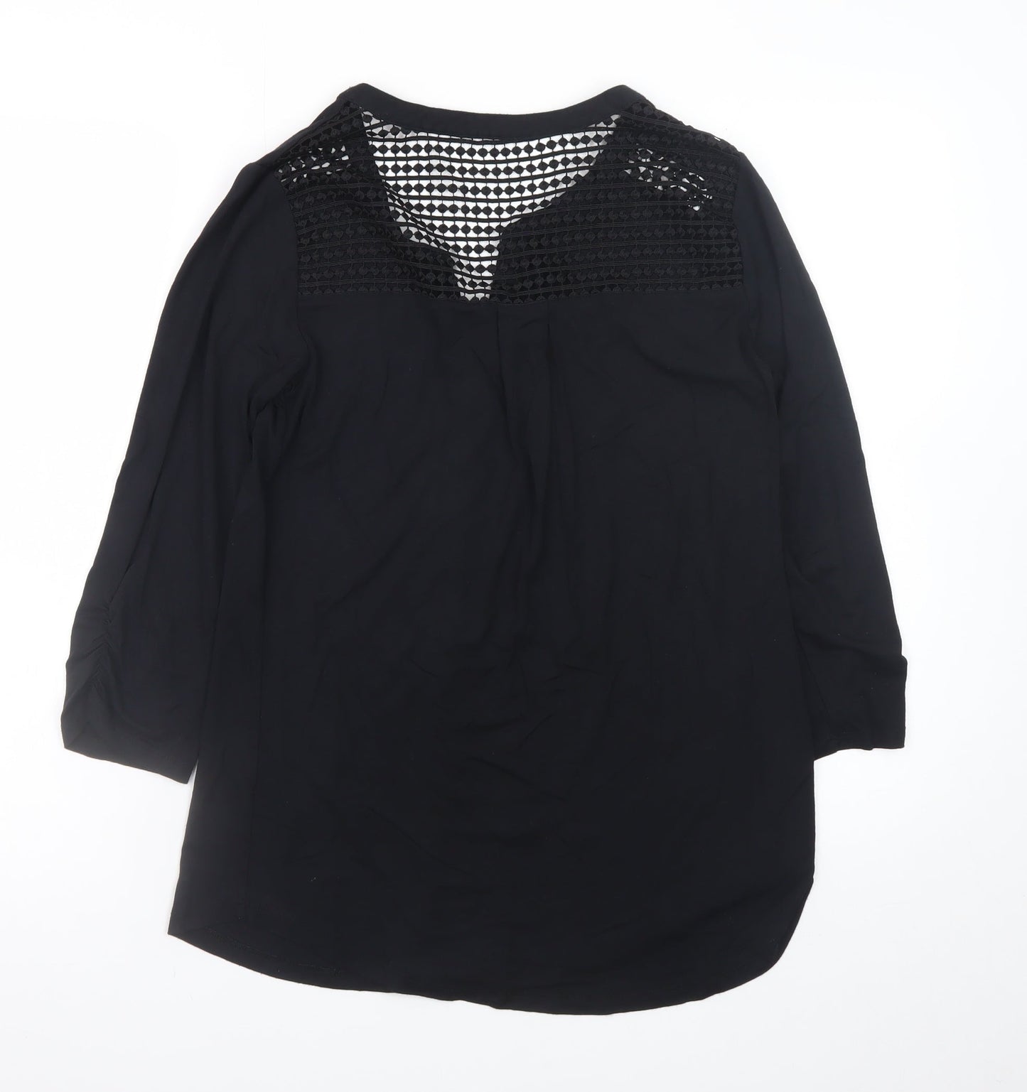 M&Co Women’s Black Lace Detail Tunic Blouse Size 10