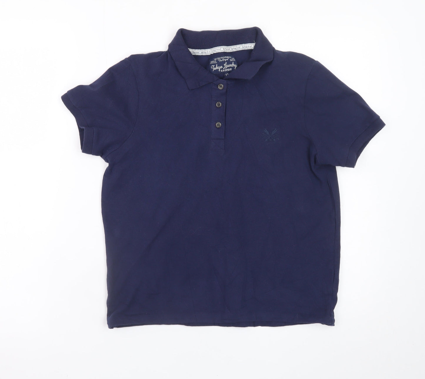 Tokyo Laundry Women's Navy Polo Shirt Size 12 Cotton Classic Style