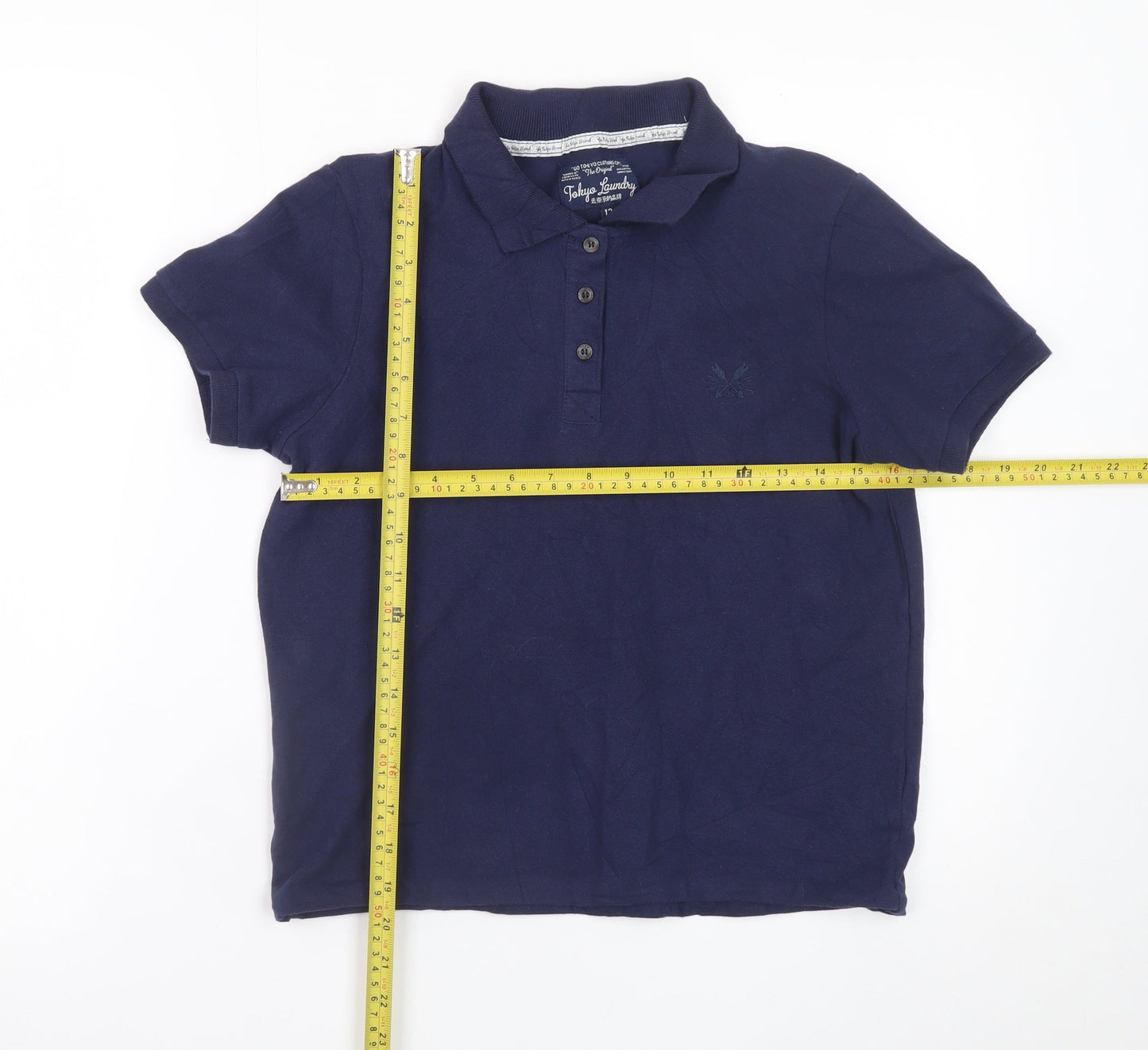 Tokyo Laundry Women's Navy Polo Shirt Size 12 Cotton Classic Style