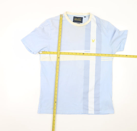 Lyle & Scott Men's Blue Relaxed Fit Colourblock T-Shirt Size L