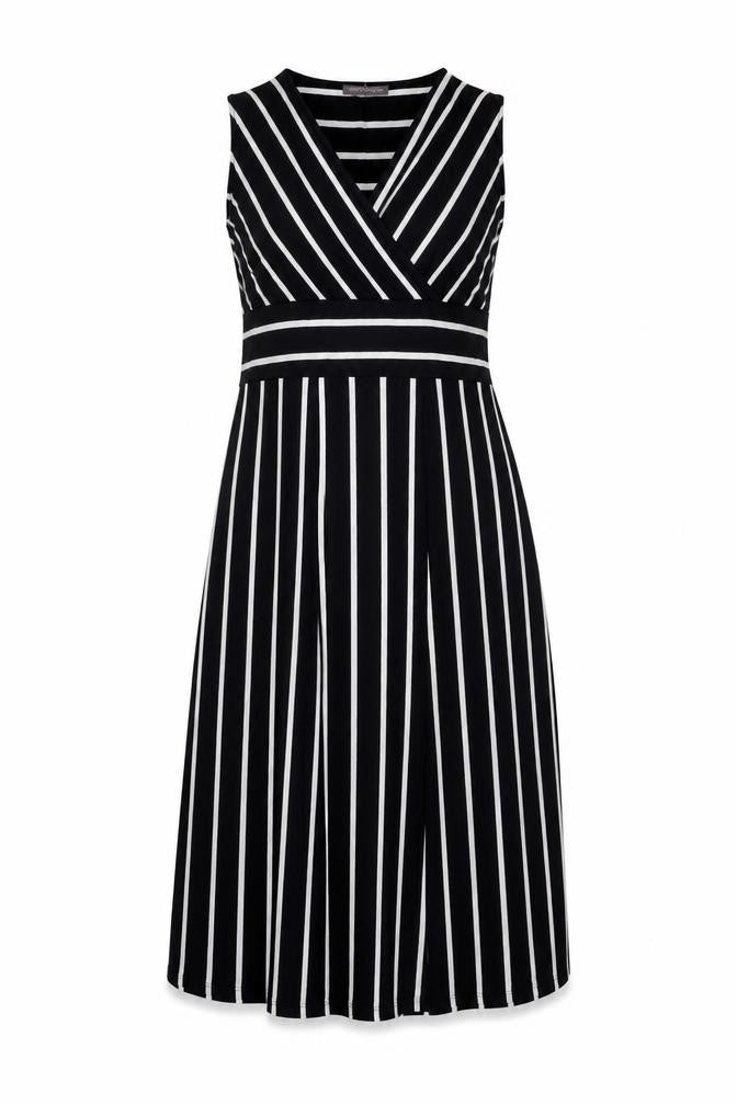 Marks & Spencer Women Black Striped Wrap Dress Size 10