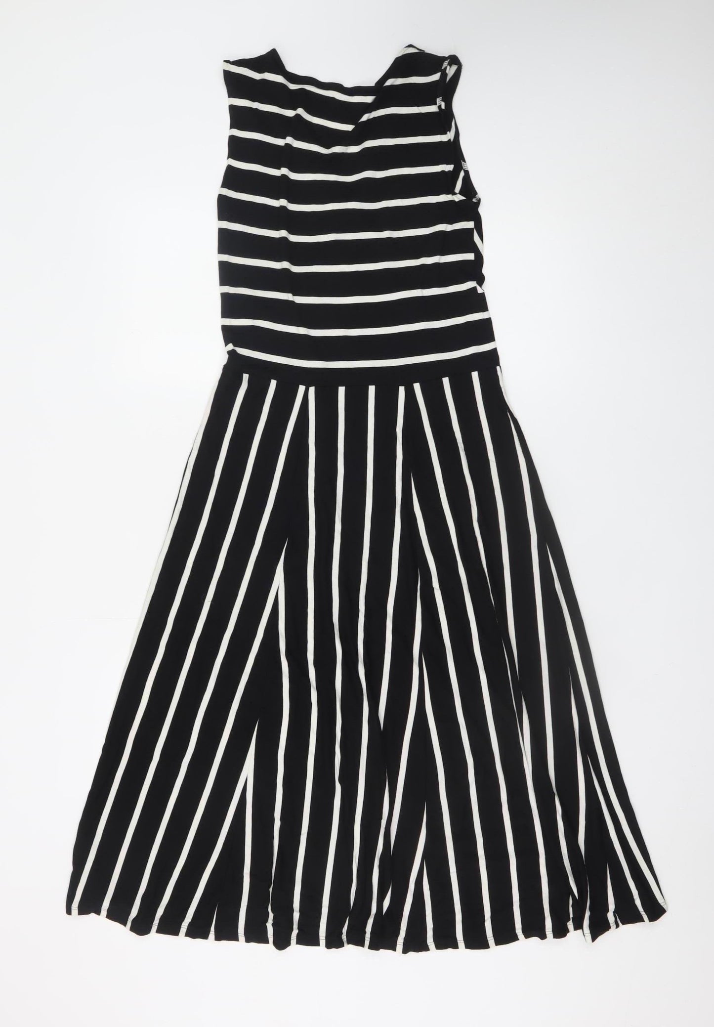 Marks and Spencer Women Black Striped Wrap Dress Size 10