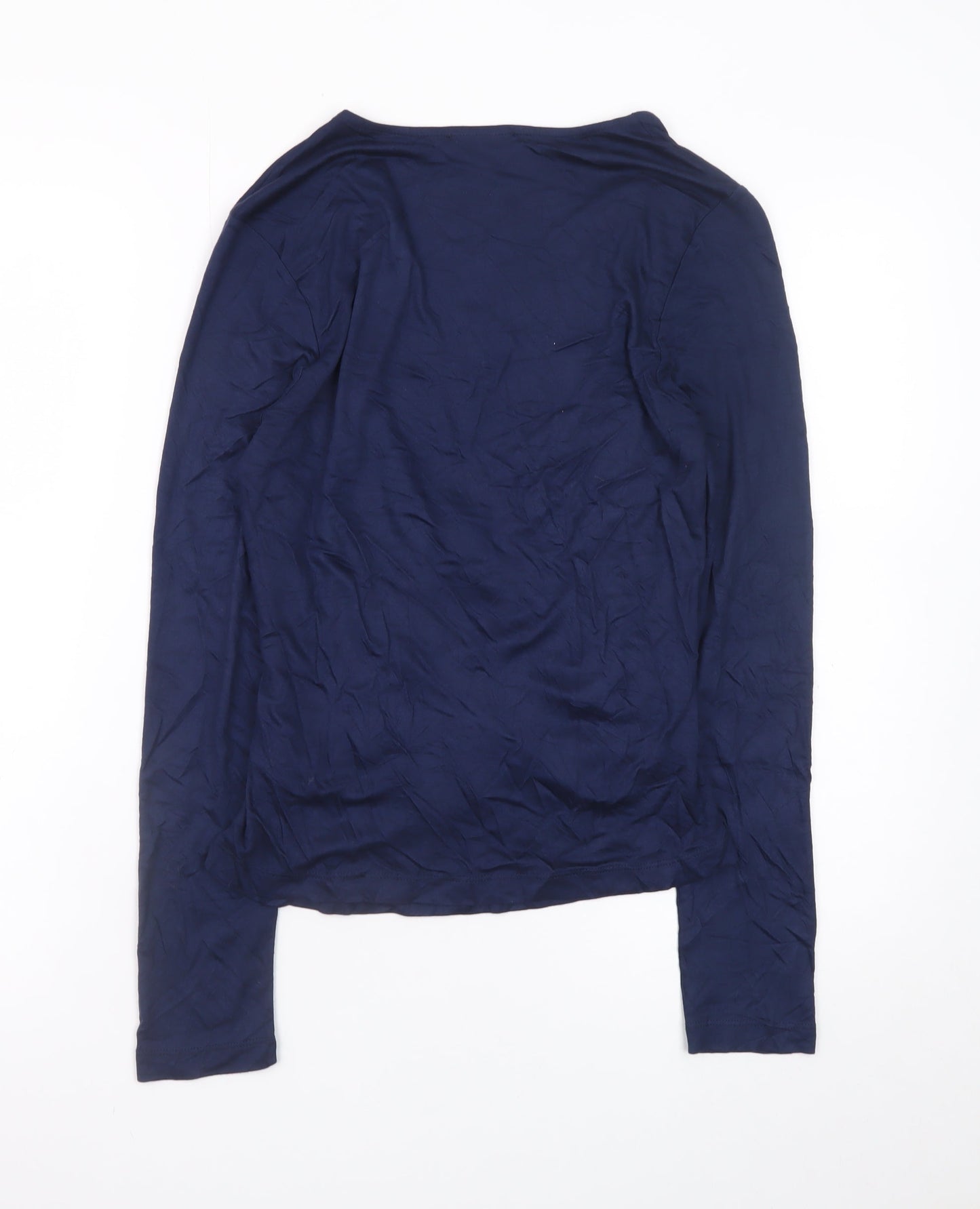 Jaeger Womens Blue Viscose Wrap Blouse Size 8 Long Sleeve