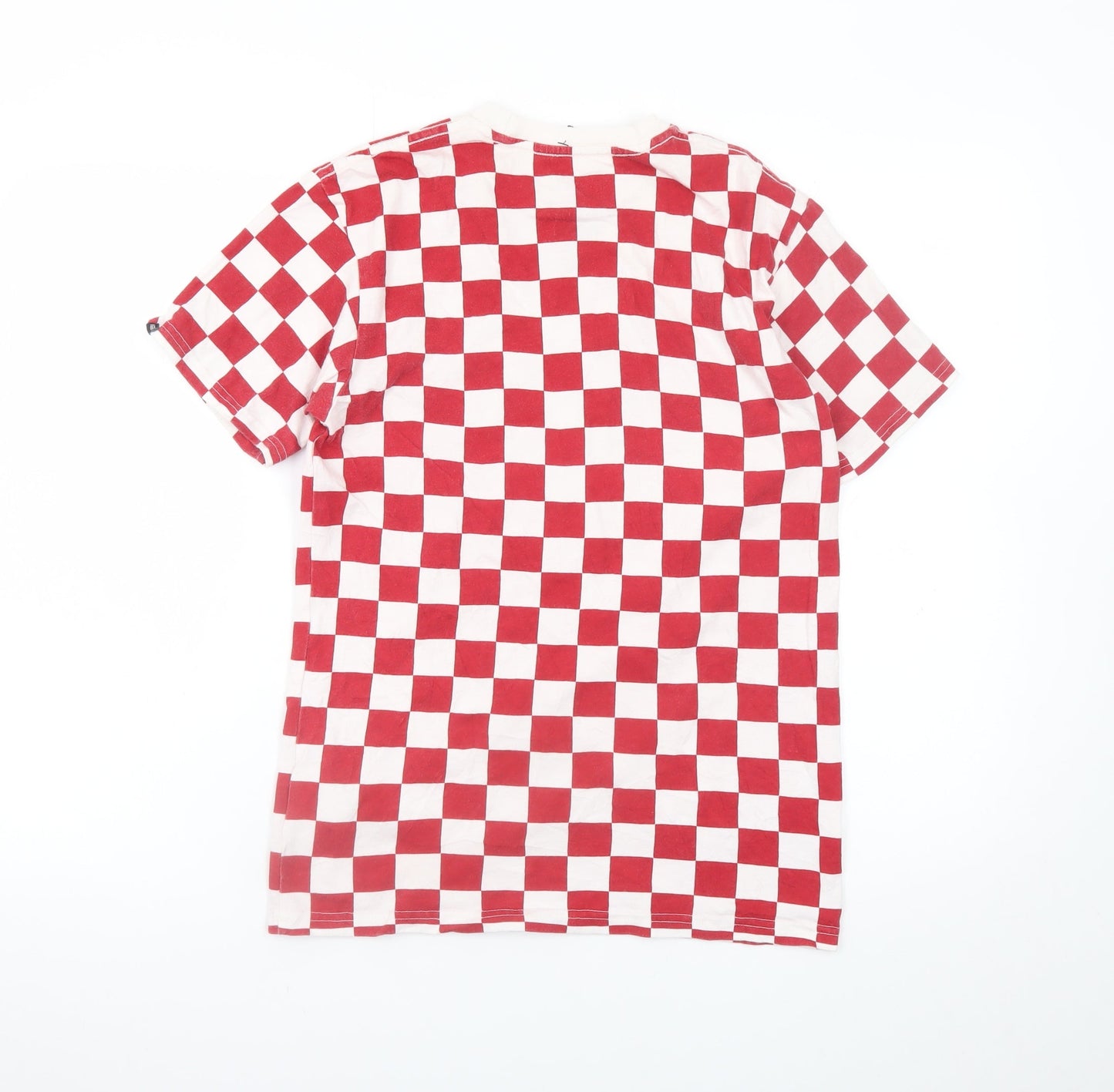 Vans Men’s Red Check Crew Neck Cotton T-Shirt Size S