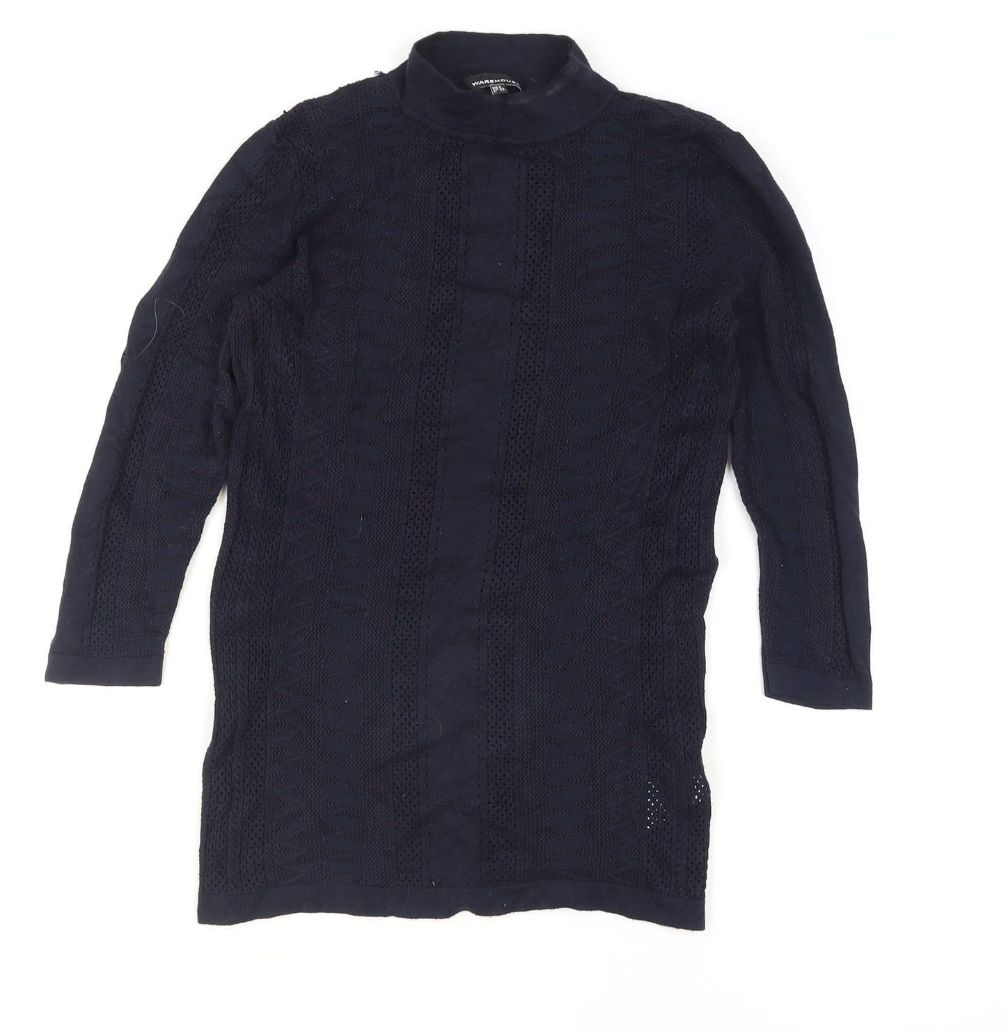 Warehouse Women’s Blue Roll Neck Tunic Jumper Size 6