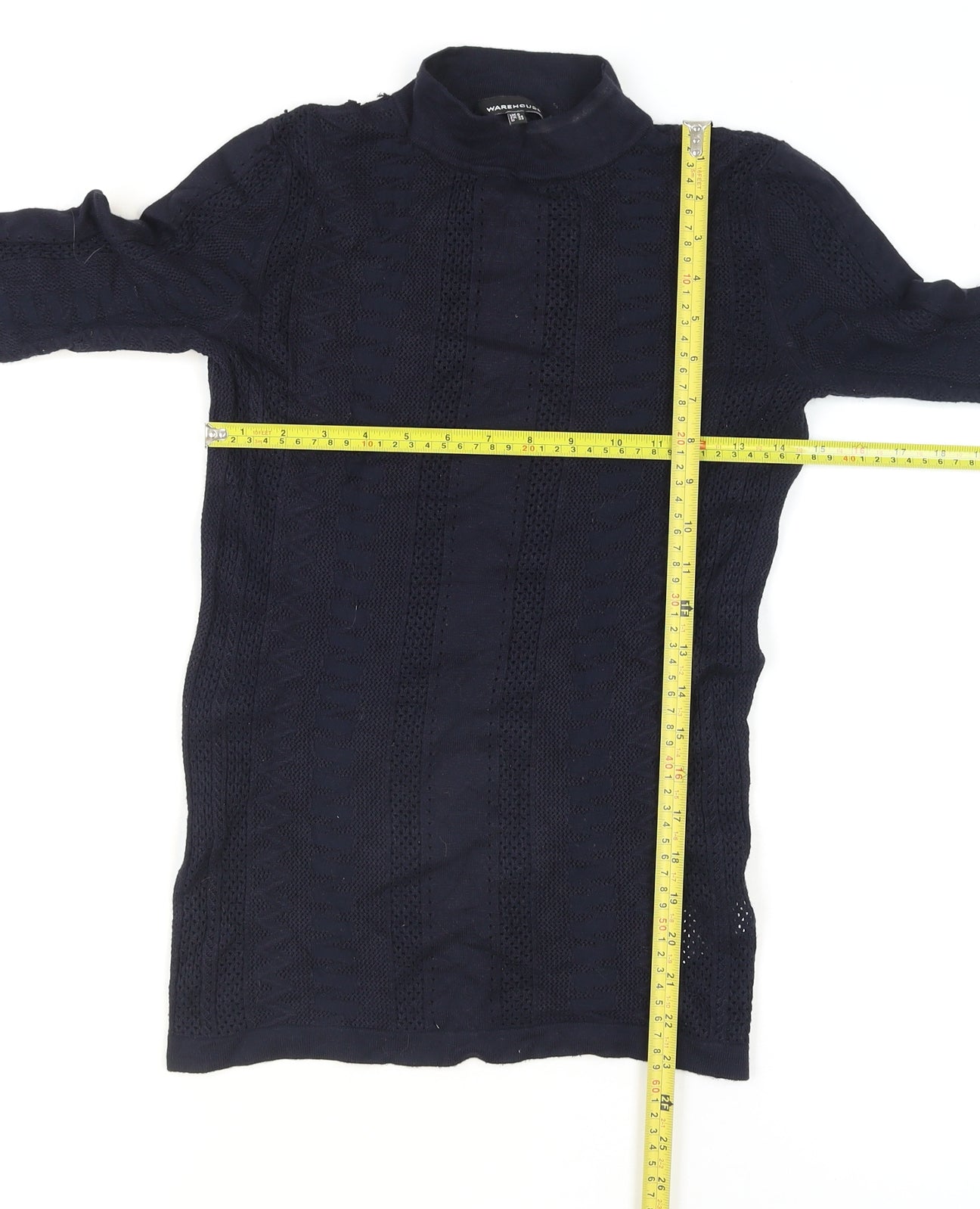 Warehouse Women’s Blue Roll Neck Tunic Jumper Size 6