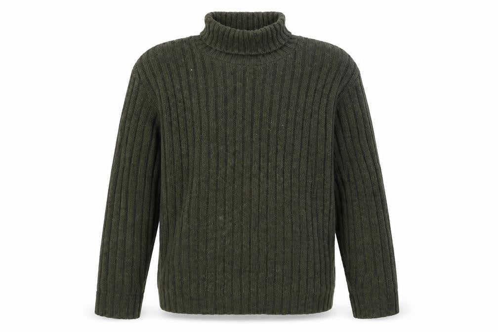 Hawkshead Men's Green Roll Neck Ribbed Knit Jumper Size L