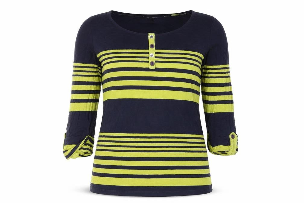 Marks & Spencer Per Una Women's Blue Striped 3/4 Sleeve T-Shirt Size 10