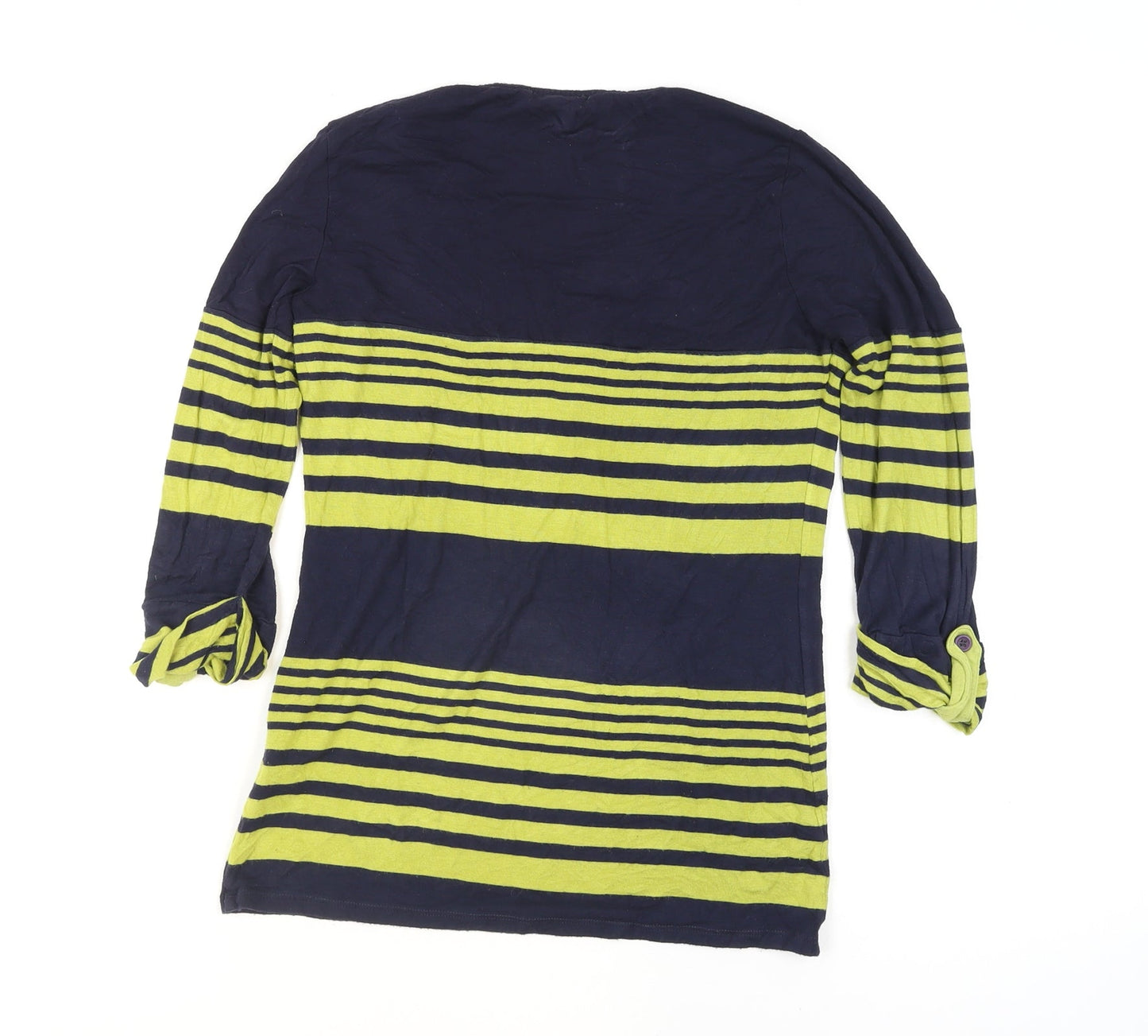 Marks and Spencer Per Una Women's Blue Striped 3/4 Sleeve T-Shirt Size 10