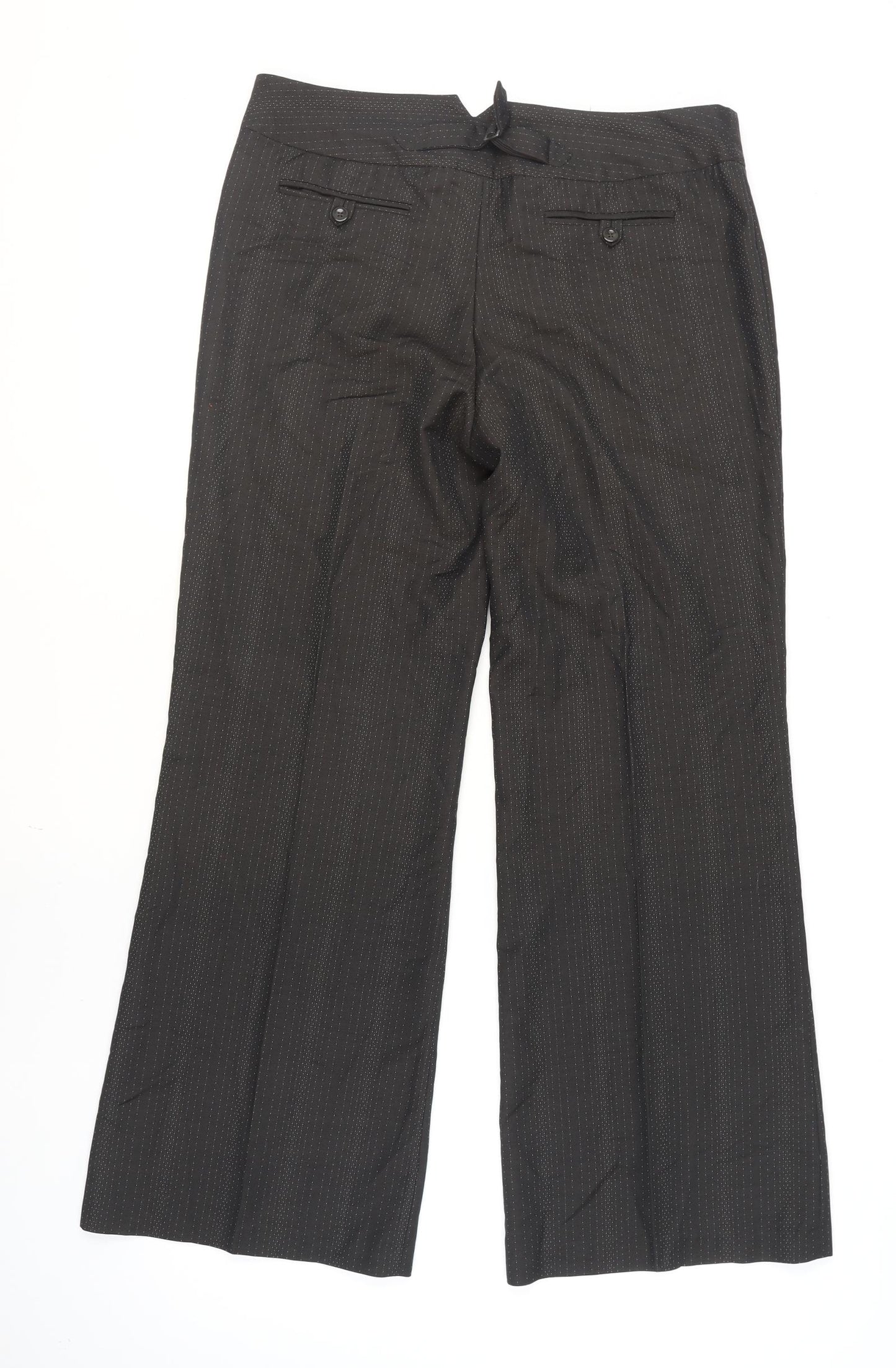Next Women Black Pinstripe Wool Blend Trouser Suit Pants Size 14