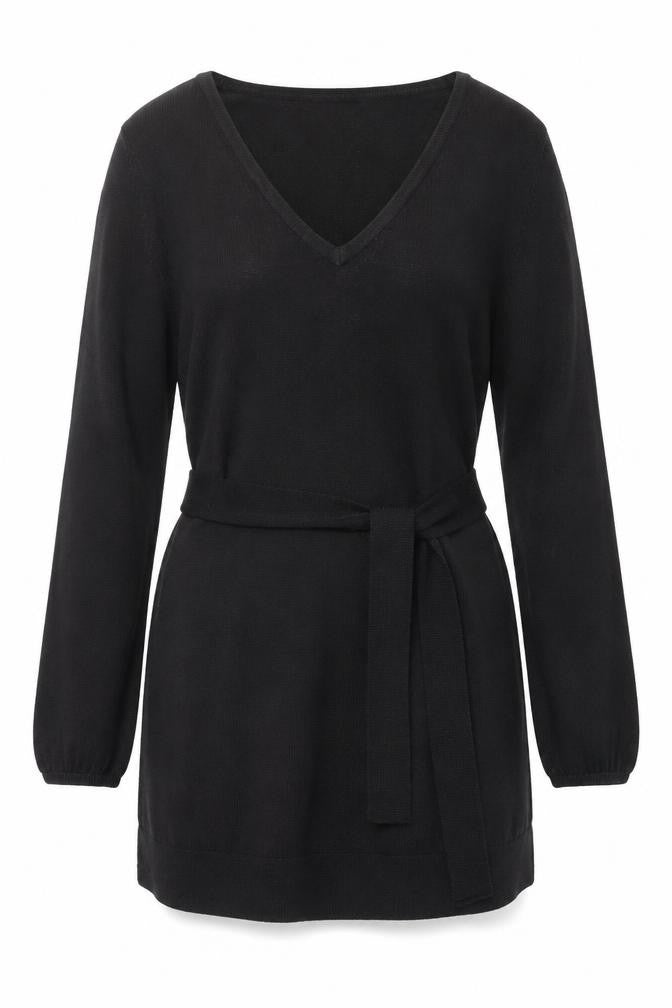 Marks & Spencer Women's Black Size 8 Knit Belted Wrap Dress