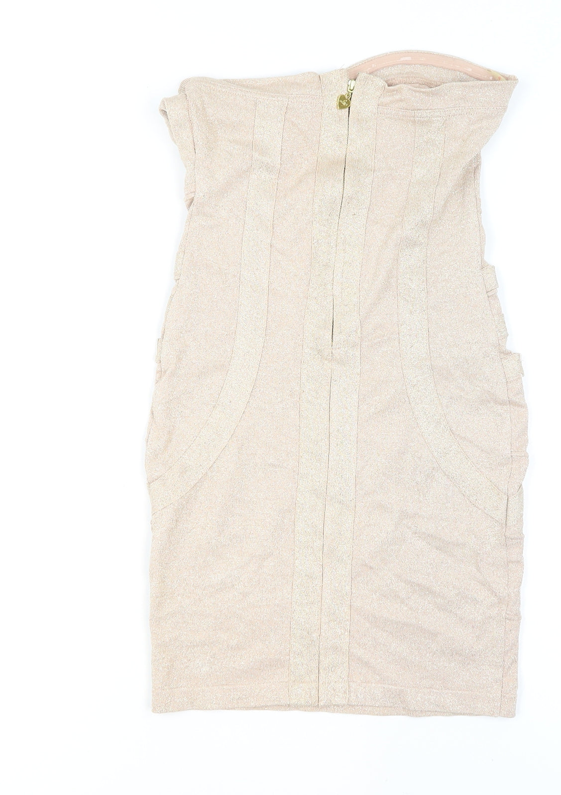 Lipsy Women’s Beige Strapless Bodycon Dress Size 12 Party Wear