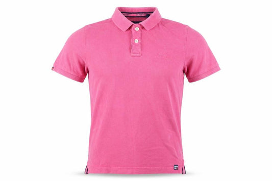 Superdry Men’s Pink Cotton Short Sleeve Polo Shirt Size L