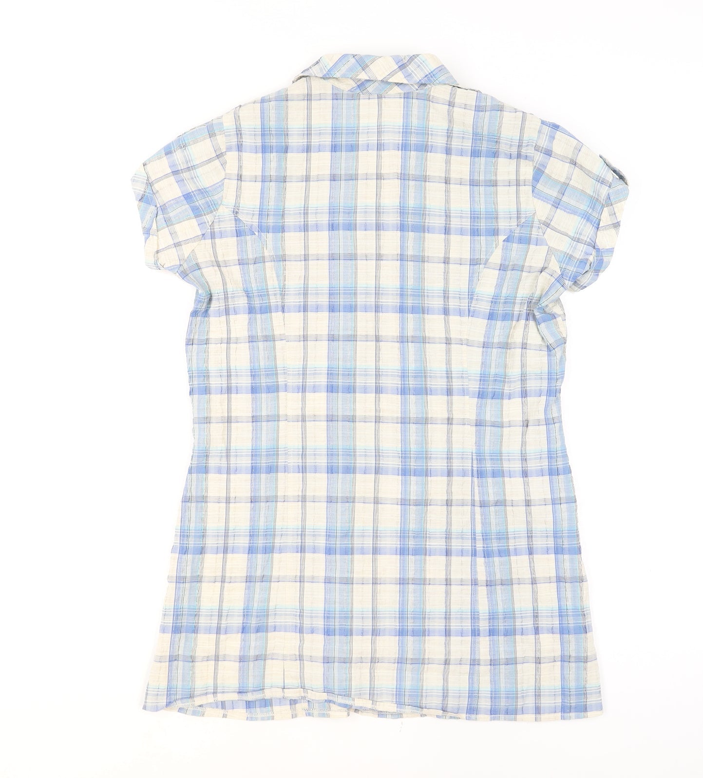 Dorothy Perkins Women's Blue Check Button-Up Tunic Shirt Size 14