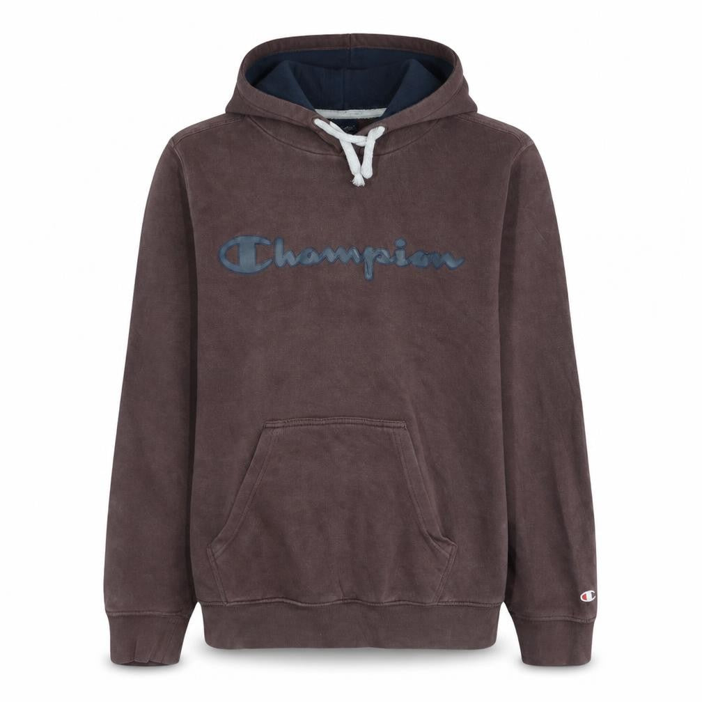 Champion Men's Brown Small Pullover Hoodie with Logo Print