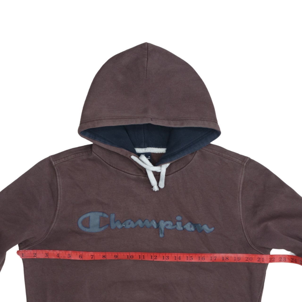 Champion Men's Brown Small Pullover Hoodie with Logo Print