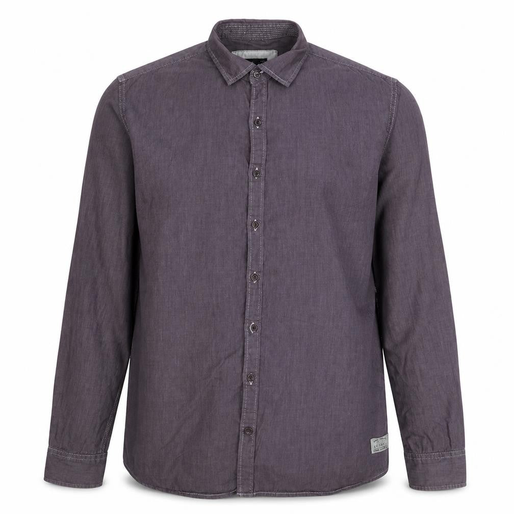 Signal Men's Purple Long Sleeve Regular Fit Cotton Button-Up Shirt L