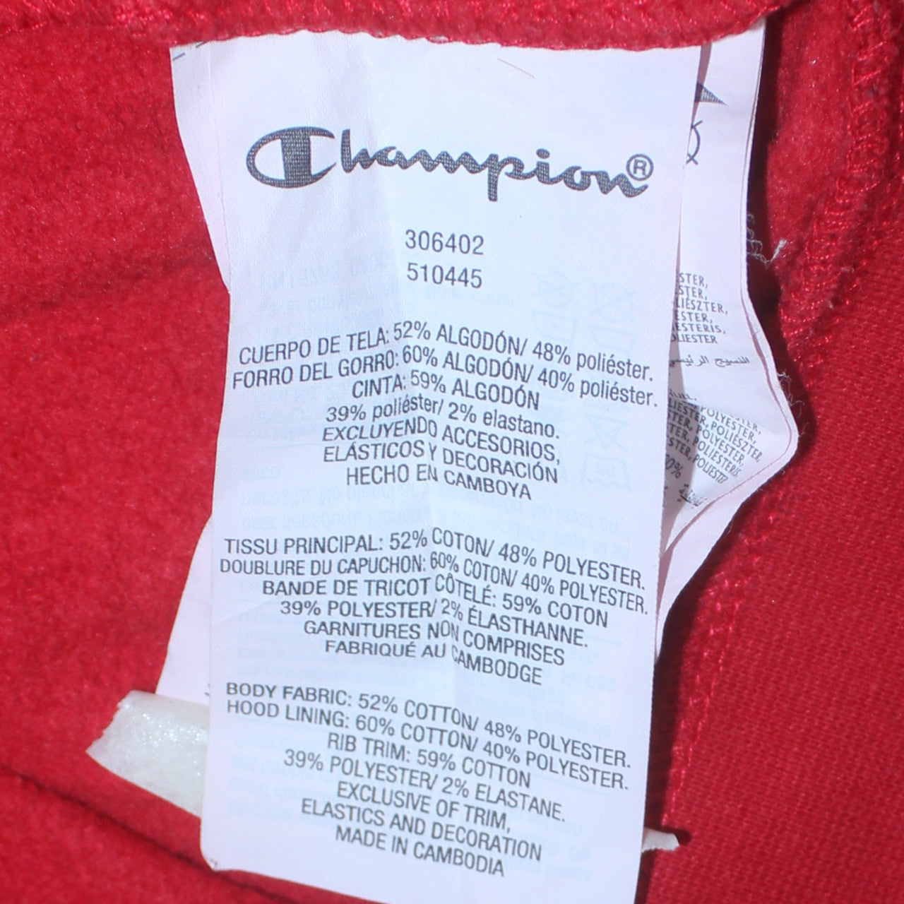 Champion Boys Red 2XL Hoodie Pullover Fleece Sweatshirt