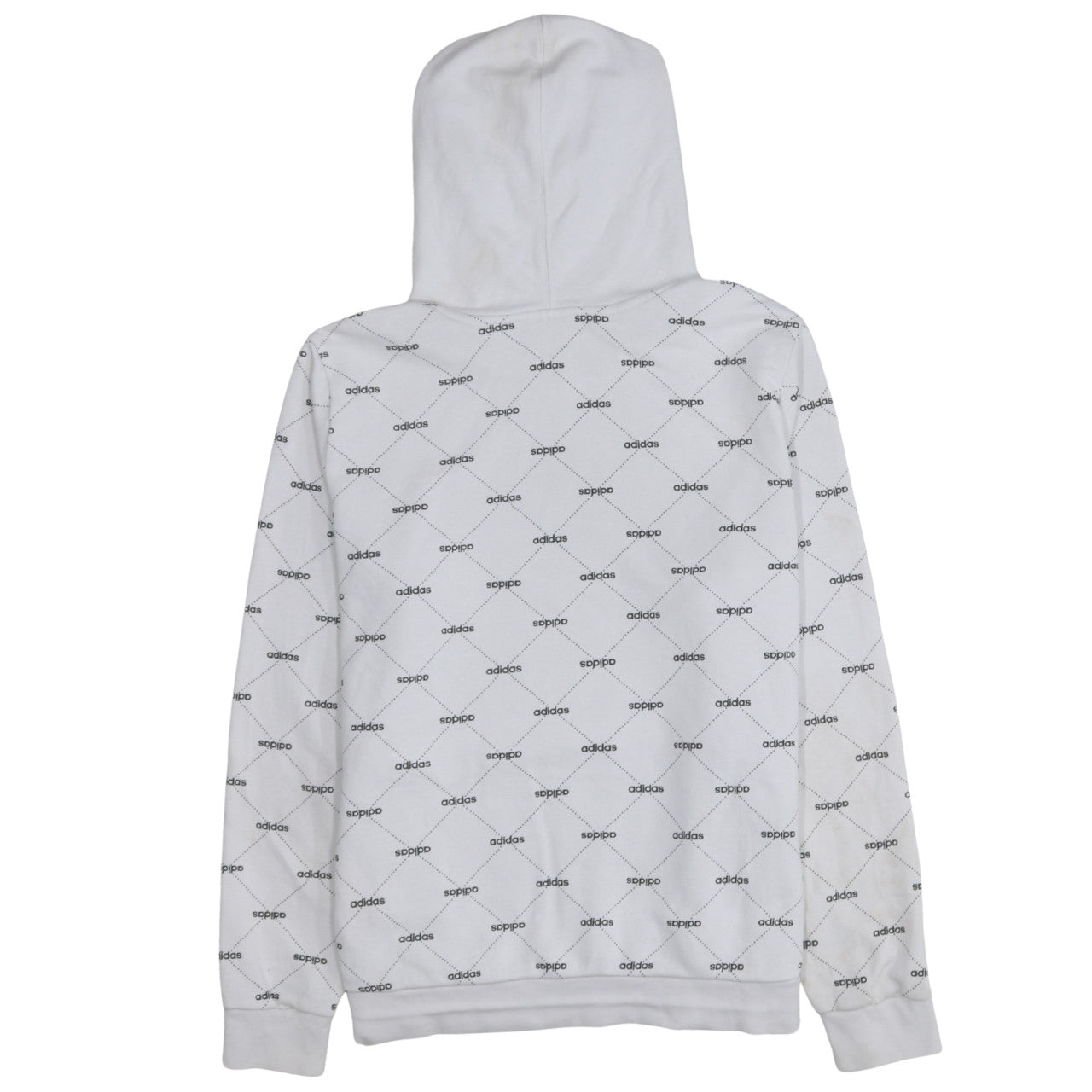 Adidas Women White Logo Print Pullover Hoodie XL