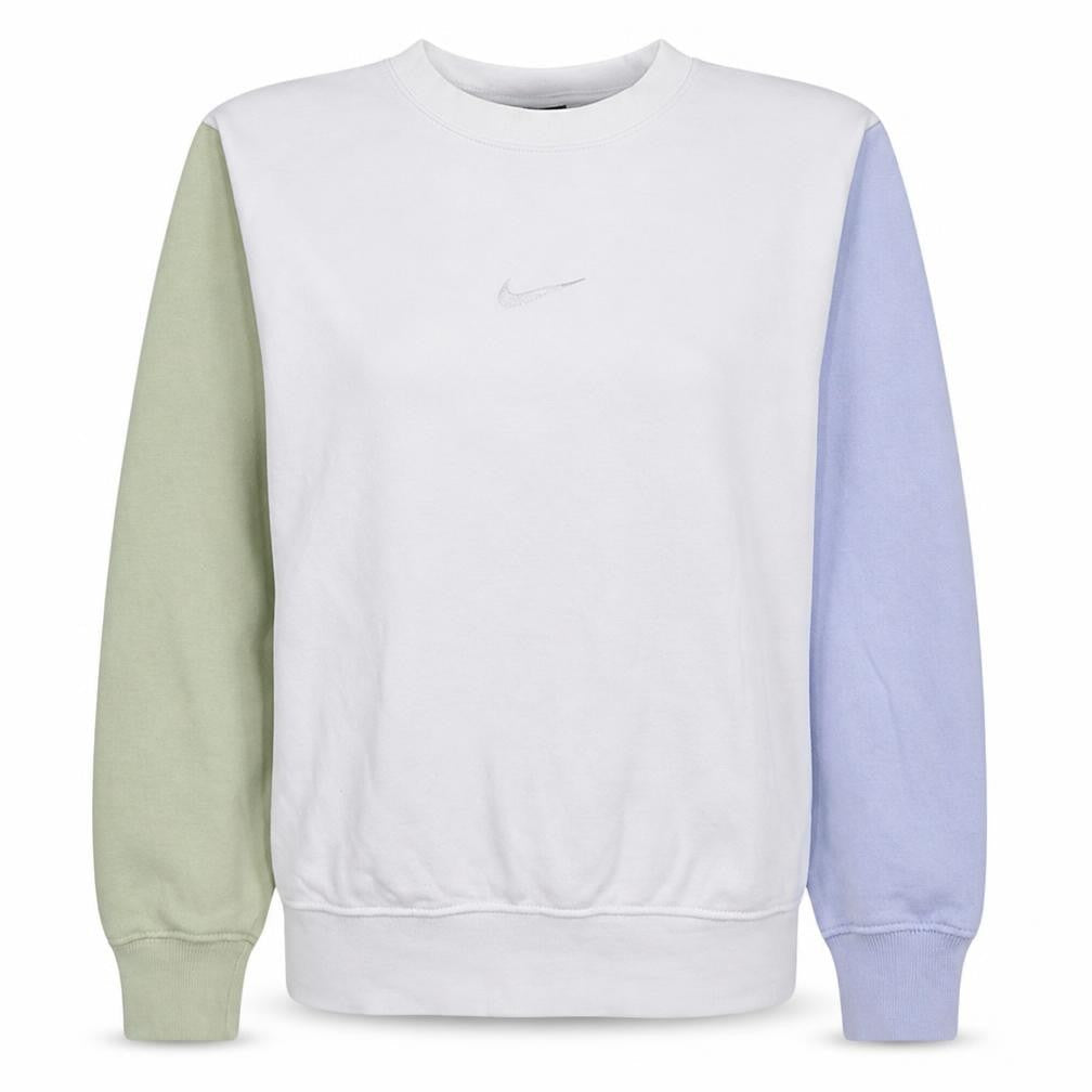 Nike Womens XS Colourblock Crew Neck Pullover Sweatshirt White Green Blue
