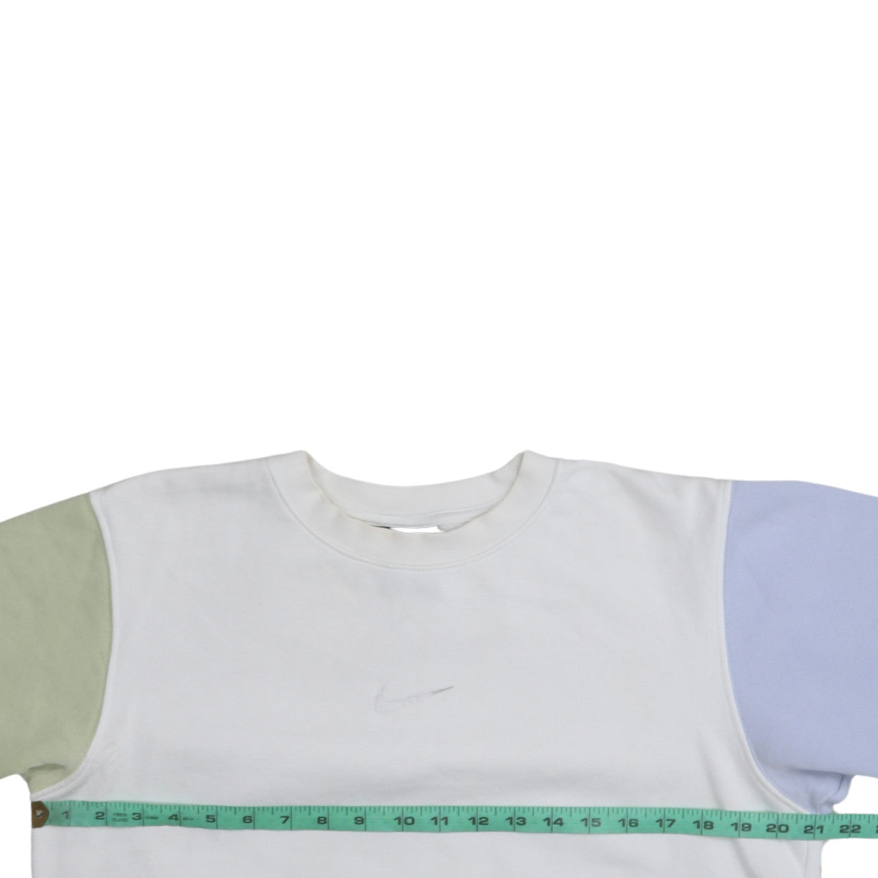 Nike Womens XS Colourblock Crew Neck Pullover Sweatshirt White Green Blue