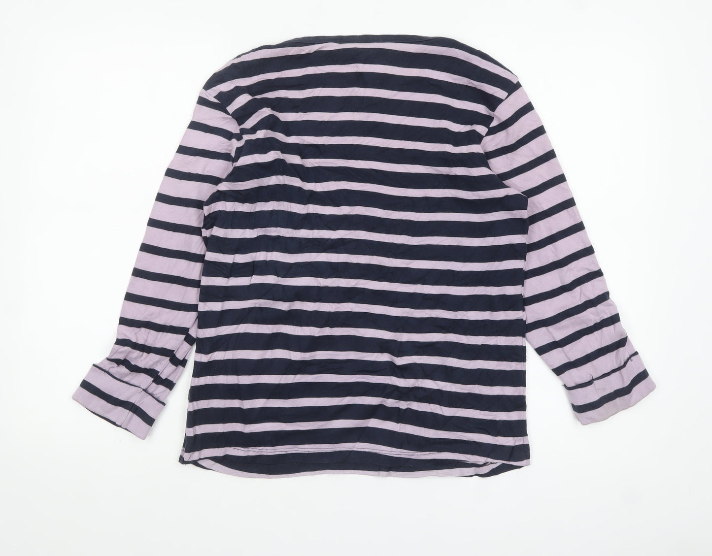 Cotton Traders Womens Multicoloured Striped Long Sleeve Cotton T-Shirt Size 14
