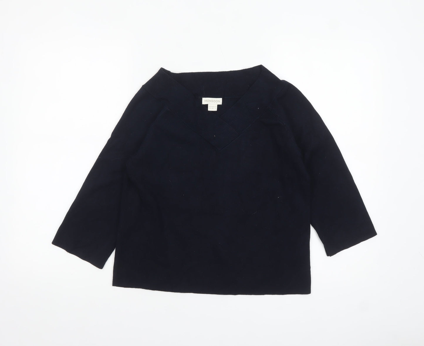 Monsoon Women's Blue V-Neck Knit Jumper Size 16