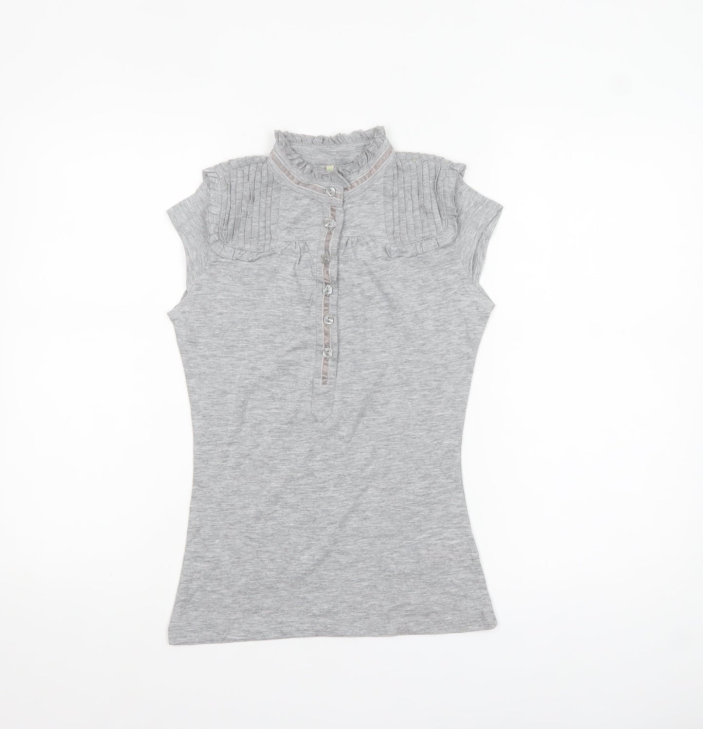 Denim Co Women’s Grey High Neck Button Blouse Size 8