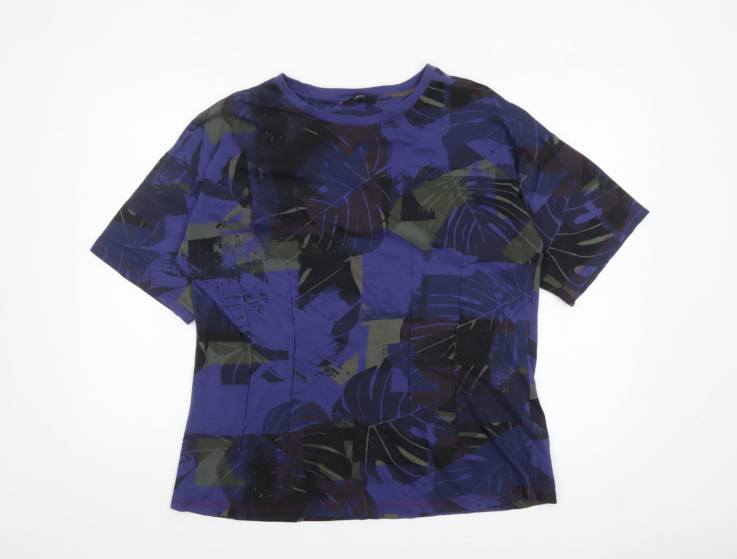 Next Women's Blue Floral Cotton T-Shirt Size 18