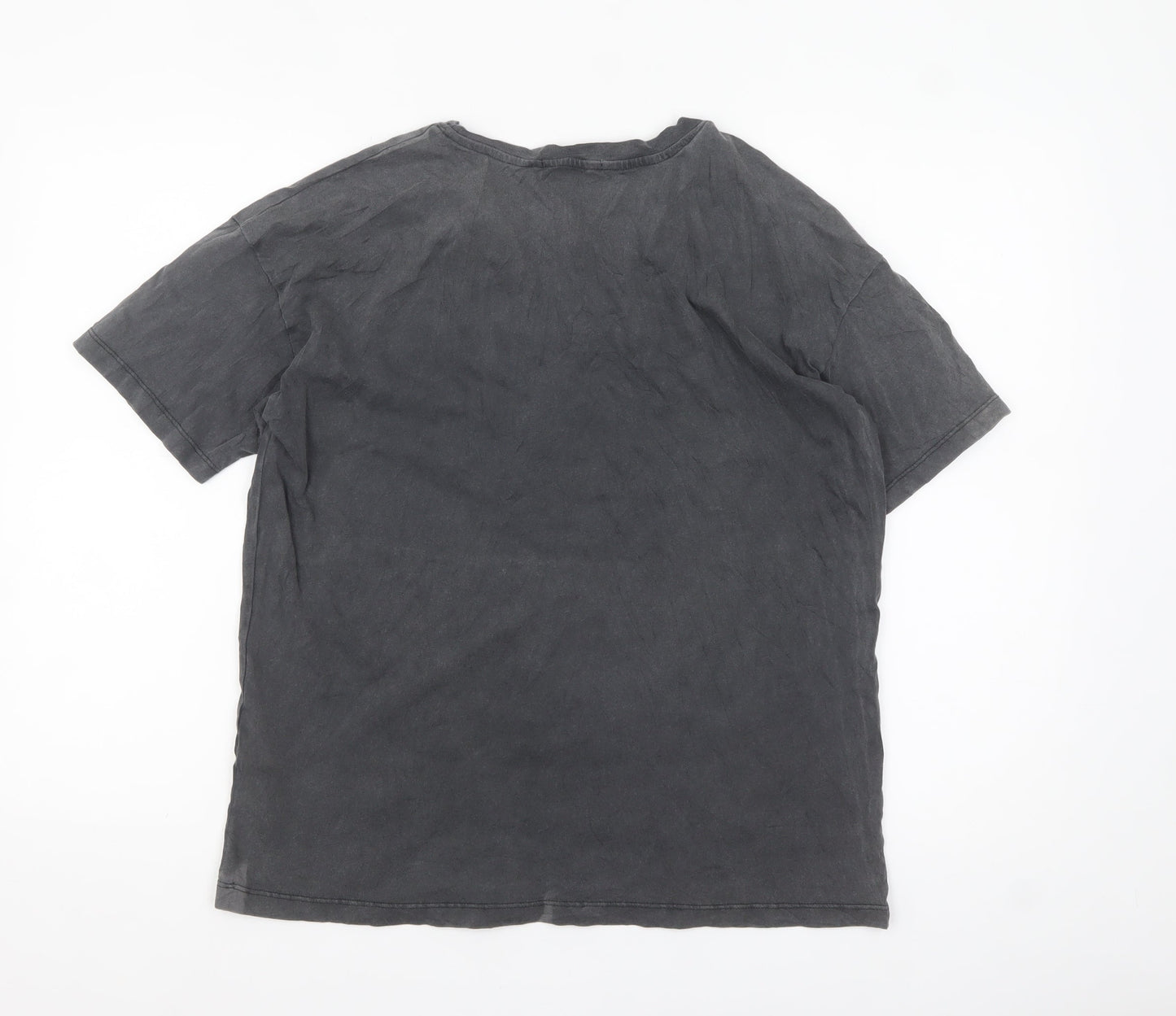 Pull & Bear Women's Black Art Print Cotton T-Shirt Size 12