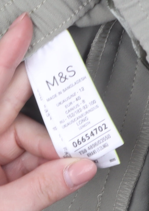 Marks and Spencer Women’s Green Size 12 Long Straight Trousers