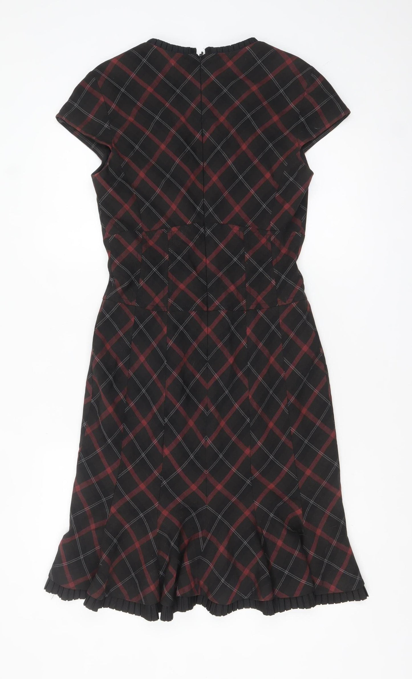 Karen Millen Women Black Check Sheath Dress Size 12 Short Sleeve