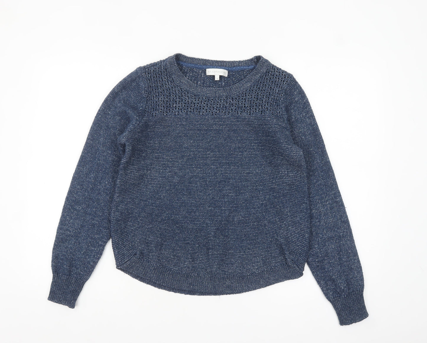 RJR John Rocha Women's Blue Cotton Knit Jumper Size 14