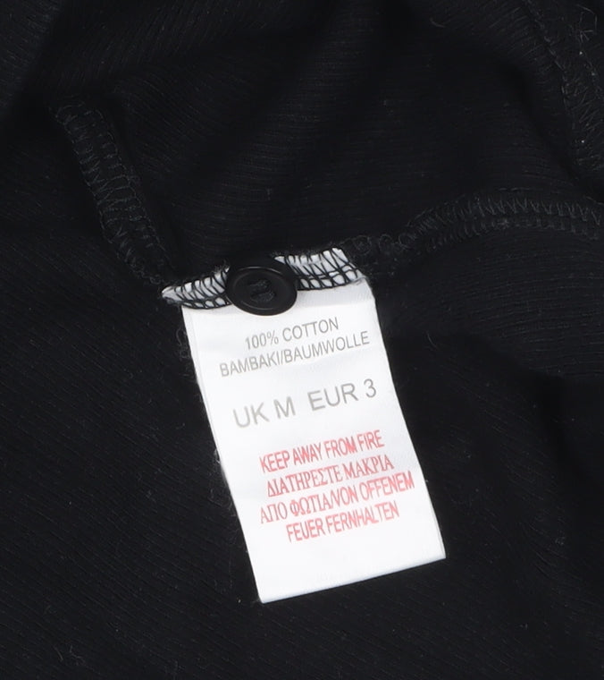 River Island Men's Black Cotton Henley Long Sleeve Top Size M