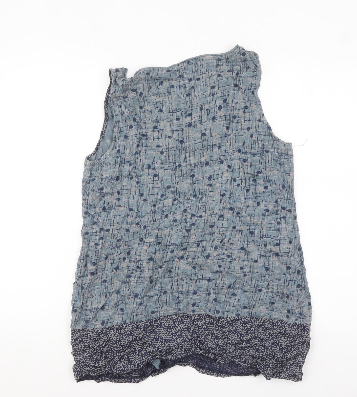 White Stuff Women’s Blue Cotton Blend Sleeveless Tunic Top Size 14