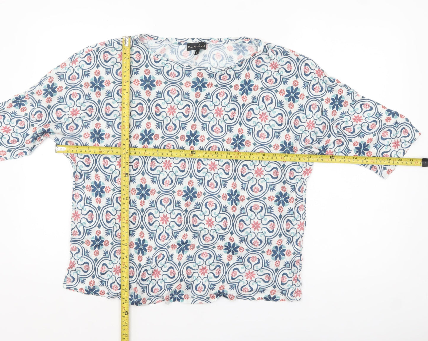 Phase Eight Women's Multicoloured Floral Linen Tunic Blouse UK 16