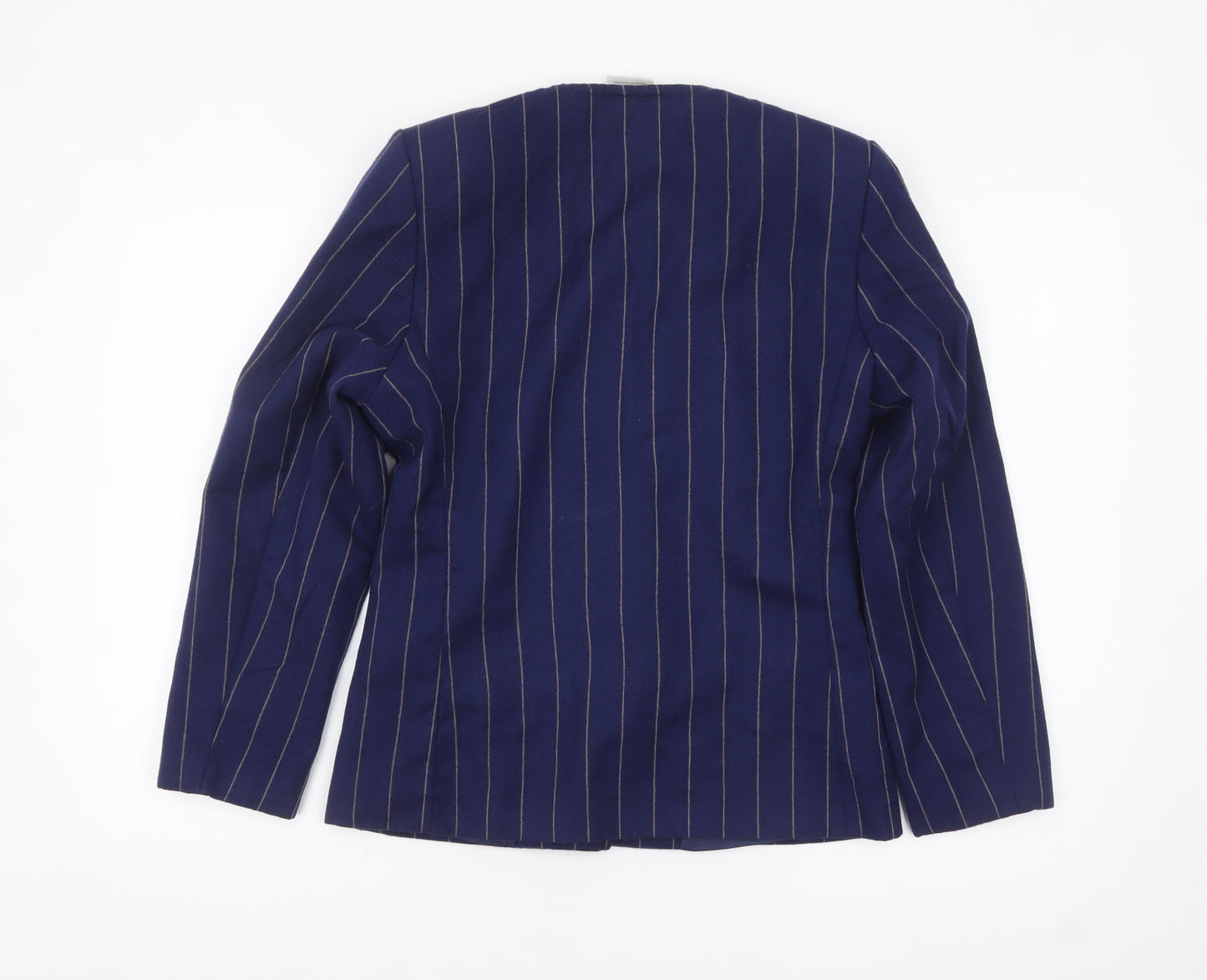 Alexon Women Navy Blue Pinstripe Wool Suit Jacket Size 10 UK