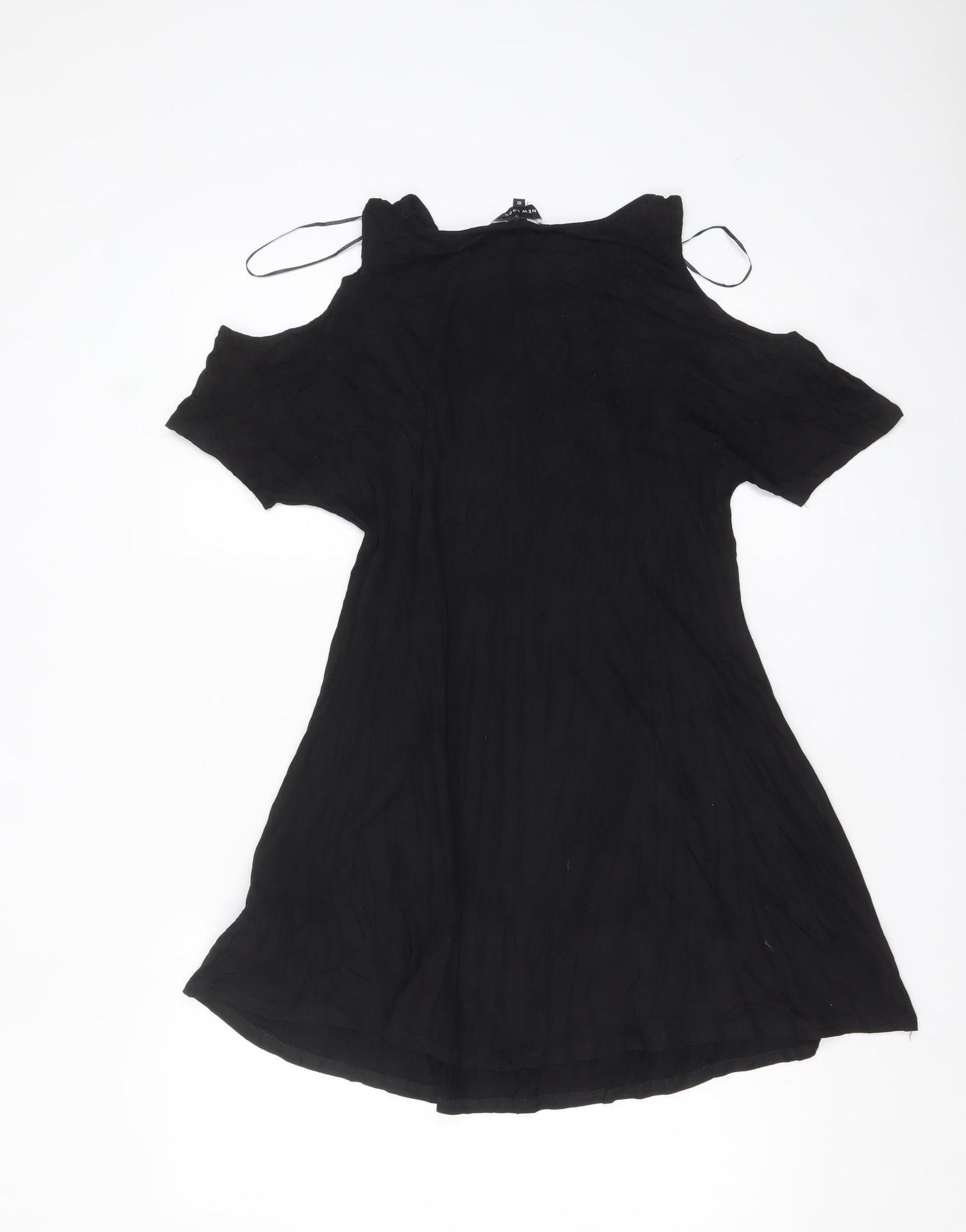 New Look Women's Black Cold Shoulder A-Line Dress Size 10