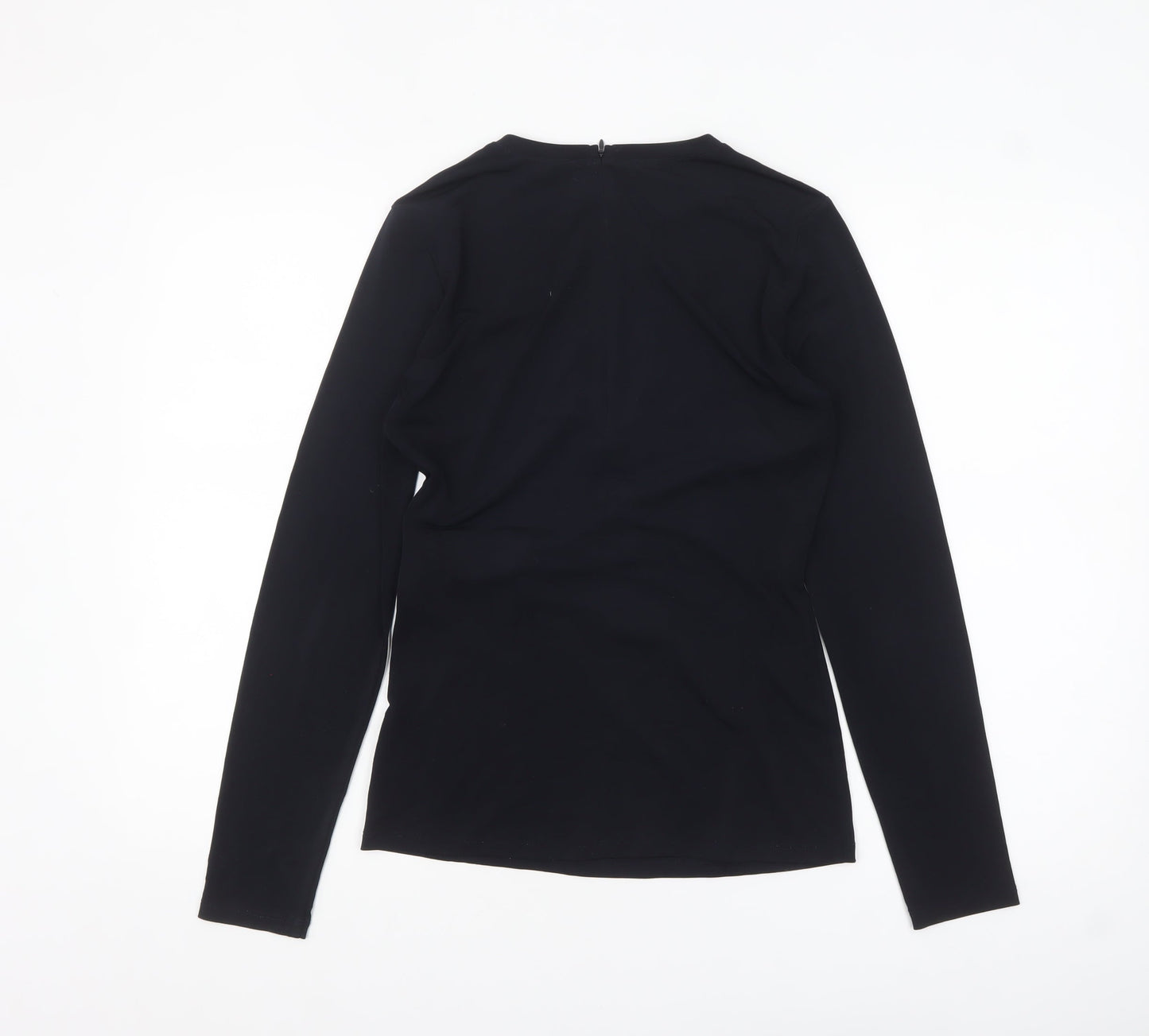Michael Kors Womens Black Long Sleeve Wrap Blouse S